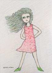 Akihiko Mihara, Salon d'Automne selected artist [ROSE] Drawing Original Contemporary Art Small Piece Painting Fine Art Interior Decor Goods Illustration Drawing Abstract Painting Portrait Rose Wall Art Beauty Portrait Lady Rose Green Art Artwork Drawing Colored Pencil Drawing