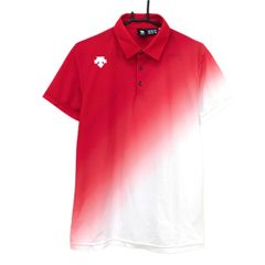 美品】デサントゴルフ 半袖ポロシャツ レッド×白 グラデーション ロゴ