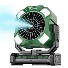 24000mAh大容量 キャンプ扇風機 ミストファン 300ml大容量タンク 2段階噴霧モード (ブラック/グリーン/オレンジ)のサムネイル