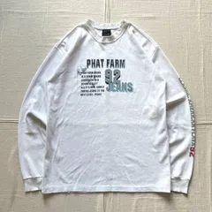 ～00s　archive　PHAT FARM　ファットファーム　薄手スウェット　トレーナー　寒色系デカロゴグラフィック　ビッグプリント　袖ロゴ　ホワイト　白　L　ビッグサイズ　Y2K　B-BOY　ストリート　big logo light sweat shirtのサムネイル