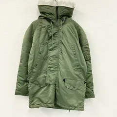 ミリタリージャケット　N-3B　フーディー　中綿入り　カーキグリーン　Mサイズ　古着のサムネイル