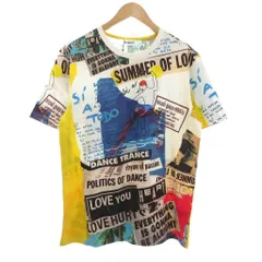 デシグアル Desigual タグ付き Tシャツ M 白 ホワイト 黄 イエロー 茶 ブラウン 総柄 半袖 クルーネック /ML ■ECG007のサムネイル