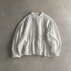 美品 / bulle de savon ビュルデサボン / 長袖 バンドカラー ネンピンタック ブラウス / レディース F フリーサイズ / ホワイト / シャツ / トップスのサムネイル