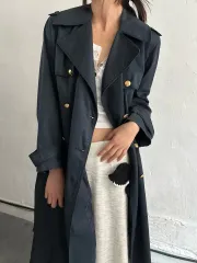 Celine セリーヌ 90s ゴールド ダブル トレンチコートのサムネイル