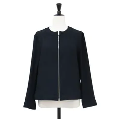 【美品】MACKINTOSH PHILOSOPHY マッキントッシュ フィロソフィー ジャケット ネイビー 紺 サイズ:38(M) 25秋冬 バックサテンノーカラージップジャケット アウター ブルゾン 上着 羽織り【レディース】【中古】のサムネイル