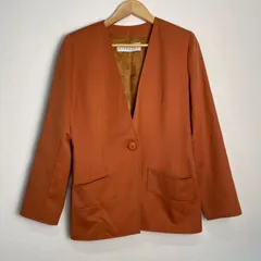 GIVENCHY PARIS BOUTIQUES ジバンシィ ノーカラージャケット 1B テーラードジャケット フランス製 ヴィンテージ レディース モード オレンジ NB70のサムネイル