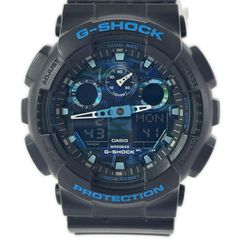 美品 CASIOカシオ メンズ腕時計G-SHOCKブルー青カモフラ デジアナ