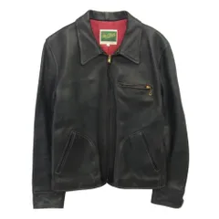 THE FLAT HEAD ザフラットヘッド ディアスキン ジップアップ シングル ライダース ジャケット 鹿革 ブラック系 38 ブラック系 38【中古】のサムネイル