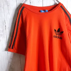 【人気カラー】adidas originals T-SHIRT アディダス オレンジ トレフォイル スリーライン ワンポイント 半袖Tシャツ 古着 #V7432のサムネイル