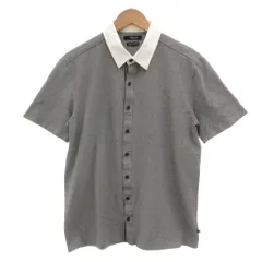 モルガンオム MORGAN HOMME シャツ XL 黒 ブラック 半袖 クレリックカラー 総柄 /NU ■ECF004のサムネイル