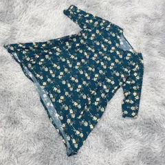 【良品】CLOSSHI クロッシー ブラウス チュニック 花柄 伸縮性あり(L)青系のサムネイル