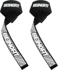Being fit Beingfit リストストラップ 筋トレ リフティングストラップ 正規品 ２個セット 60cm ベンチプレス 握力補助 男女兼用 パット付き プロシリーズ 黒 (Black Pro)のサムネイル