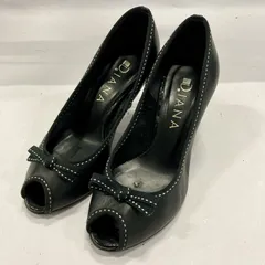 ★ DIANA ダイアナ パンプス ステッチデザイン リボン オープントゥサンダル ブラック 黒 21.5cm レディースのサムネイル