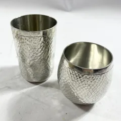 ★ HANDMADE インドネシア製 槌目 タンブラー フリーカップ 2点 ロックグラス 酒器 アジアン エスニック レトロ ビール コップ 食器  現状品のサムネイル