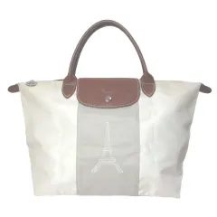 ロンシャン LONGCHAMP プリアージュ トートバッグ 折り畳み エッフェル塔 刺繡 鞄 ベージュ系 ブラウン /Xのサムネイル