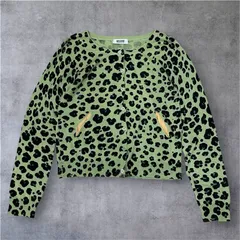 【美品】MOSCHINO cheapandchic  カーディガン  シルク　カシミヤ レオパード柄　豹柄　グリーン　モスキーノのサムネイル
