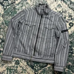 Comme ca ISM 콤사이즘 ヒッコリー ストライプ ジップアップ ジャケット (L)のサムネイル