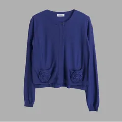 【美品】モスキーノ　カーディガン　薔薇　ネイビーMoschino Cheap and Chic Blue Wool Flower Detail Cardiganのサムネイル