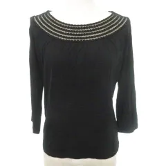 ユーバイウンガロ U by ungaro 美品 カットソー長袖 ボートネック 無地 薄手 Lサイズ 黒 ブラック ■YHS2のサムネイル