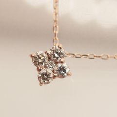 美品☆ 4℃ K10金 PG ネックレス ジルコニア フラワー - メルカリ