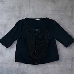 【モスキーノ】ブラック　カーディガン　花柄レース　フリル　黒　42  MOSCHINO CHEAP AND CHICのサムネイル