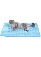 YFFSFDC ペット ひんやりマット 犬 猫 クールマット 40×50cm 夏 ひんやり 冷却 マット 涼しい 熱中症 熱さ対策 接触冷感 犬用 猫用 ベッド グッズ (ブルー)のサムネイル