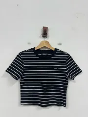 (S)NERDY ノルディ レディース クロップド ストライプ 半袖Tシャツのサムネイル