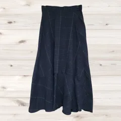 A1979 ボーテドオペーク BEAUTE DE OPAQUE ロング フレアスカート(M) ネイビー 総柄 綿のサムネイル