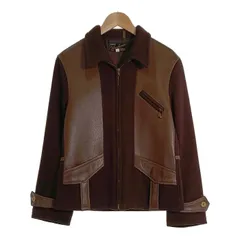 WAREHOUSE ウエアハウス 1930's STYLE WOOL × LEATHER TWO-TONE SPORTS JKT スポーツジャケット TALONジップ ブラウン Size Sのサムネイル