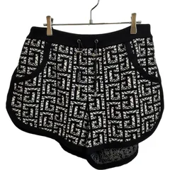 BALMAIN バルマン MONOGRAM GRAPHIC 1945 モノグラム グラフィック ロゴ パイル地  ショートパンツ OA022KD91 XL ブラック×ホワイト メンズのサムネイル