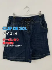CLEF DE SOL クレドソル デニムパンツ M ネイビー ショート・ひざ上丈 無地 リボン スタンダード レギュラー ウエストゴム・紐 レディースのサムネイル