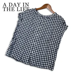 A DAY IN THE LIFE ユナイテッドアローズ 春夏★ リネン ノースリーブ ギンガム チェック ブラウス Sz.F レディースのサムネイル