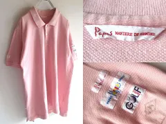 高級 Papas パパス GOLF ゴルフ 袖ロゴワッペン ロゴピスネーム 鹿の子 ポロシャツ L ピンク 日本製のサムネイル