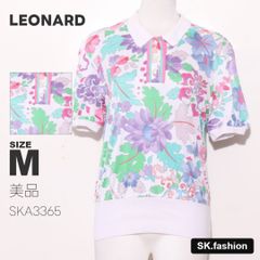 美品 LEONARD トップス ポロシャツ 半袖 花柄 綿100％ マルチカラー