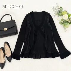 SPECCHIO スペッチオ シャトルプリーツ カーディガン ブラック フレアスリーブ 40 Lのサムネイル