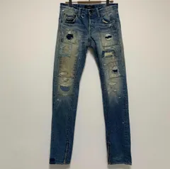OVERDESIGN オーバーデザイン ダメージリペア スキニーデニムパンツ 30インチ 裾ジップ スリム タイト ジーパン ジーンズのサムネイル