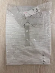 (新品 送料無料) UNIQLO ウォッシャブル ニット ポロ セーター (半袖) ストライプのサムネイル
