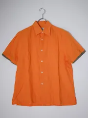 HERMESエルメス エルメスオレンジ フェイクレイヤード半袖リネンシャツ【40(15 3/4))】【MSHA78917】のサムネイル