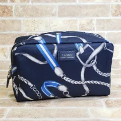 美品 ローレン ラルフローレン ☆ 総柄 馬具柄 ポーチ マルチポーチ ネイビー 紺 LAUREN RALPH LAURENのサムネイル