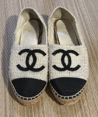 CHANEL エスパドリーユ ロゴ入り 花柄 ブラック 37 - メルカリ