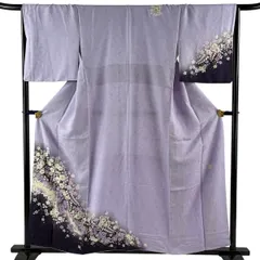 訪問着 身丈155.5cm 裄丈66cm M 袷 翠山工房 落款 辻が花 金彩 ぼかし 薄紫 正絹 名品 【中古】のサムネイル