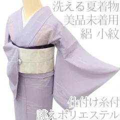 百華❀Y5301◆美品未着用 仕付け糸付き 洗える夏着物 絽  露芝  誂えポリエステル 小紋のサムネイル