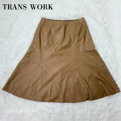 トランスワーク TRANS WORK 台形スカート 三陽商会 44 XL ベージュ フェイクレザー スエード調 Aライン 台形スカート ロング丈 レディース 大きいサイズ【000134】のサムネイル