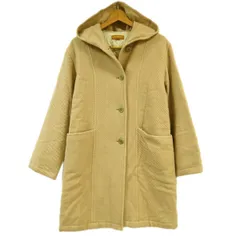 90s ヴィンテージ◆LANCEL ランセル アンゴラ混 ウール フーデッド コート 日本製 中綿入り レディースのサムネイル