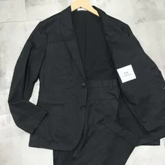 洗える【極美品】【現行タグ】CK CALVIN KLEIN 幾何学柄 格子柄  スーツセットアップ サイズ36/30 Mサイズ相当 ブラック 黒色 ウォッシャブル 2B 2ボタン シングル ポリエステル100% カジュアル カルバンクレインのサムネイル