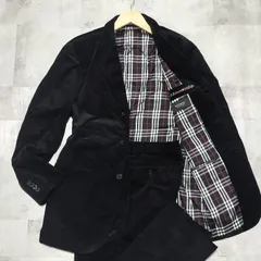 【美品】BURBERRY BLACK LABEL ノバチェック ベロア スーツセットアップ L ブラック コーデュロイ テーラードジャケット パンツ 黒 白 赤 チェック BME80-501-09 コットン BMF10-501-09のサムネイル