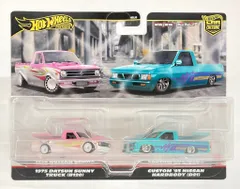 MATTEL HOTWHEELS PREMIUM 2-Pack 1975 DATSUN SUNNY TRUCK(B120)/CUSTOM`93 NISSAN HARDBODY(D21) HRR78のサムネイル