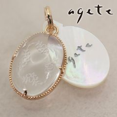 レディース agete 白蝶貝 &レターバード チャーム ネックレス シルバー