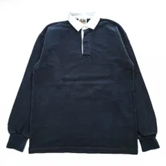 BARBARIAN 90年代 カナダ製 ヴィンテージ 長袖 ラガーシャツ XL ダークネイビー 白襟 コットンのサムネイル