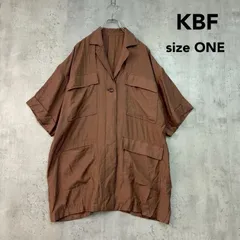 KBF ケービーエフ sizeOne ブラウン バックオープンBIGシャツ シャツ ブラウス トップス 半袖 開襟 胸ポケット ビッグシルエット レーヨン ナイロン 混 レディース服 アパレル ブランド古着 古着屋購入 お洒落 可愛い カジュアル ★ ■◆のサムネイル